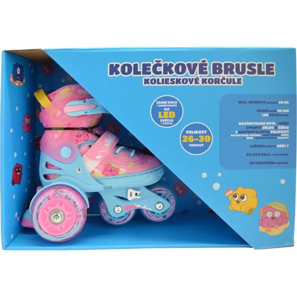 Patins à roulettes lumineux pour enfants - Rose (taille 26-30)