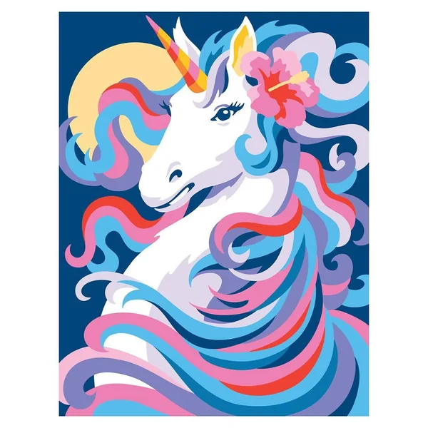 PEINTURE PAR NUMERO DÉBUTANT - LICORNE AU CLAIR DE LUNE