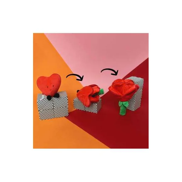 Peluche Coeur Fleur blanc rouge - Flipetz by Déglingos - Cadeau St Valentin