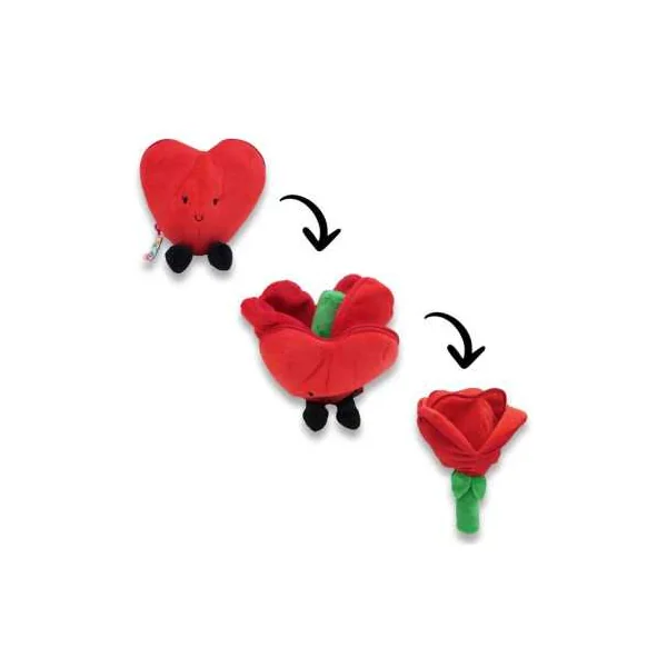 Peluche Coeur Fleur blanc rouge - Flipetz by Déglingos - Cadeau St Valentin