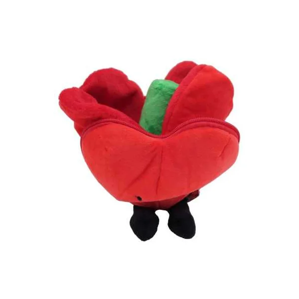 Peluche Coeur Fleur blanc rouge - Flipetz by Déglingos - Cadeau St Valentin