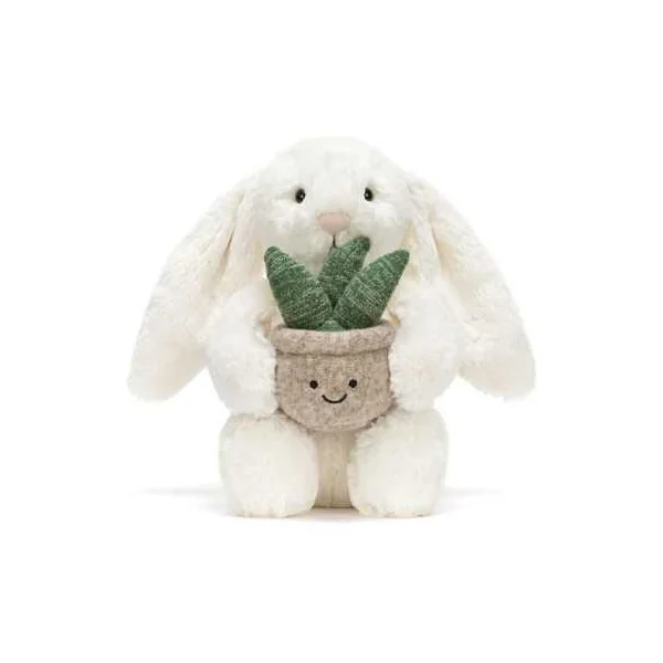 Peluche Lapin crème avec plante - Jellycat - Idée cadeau - Dès la naissance