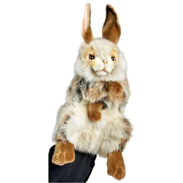 PELUCHE LAPIN TRICOLORE MARIONNETTE 35CM