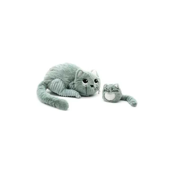 Peluche Miaou le chat maman et bébé vert menthe - Les Ptipotos by Déglingos