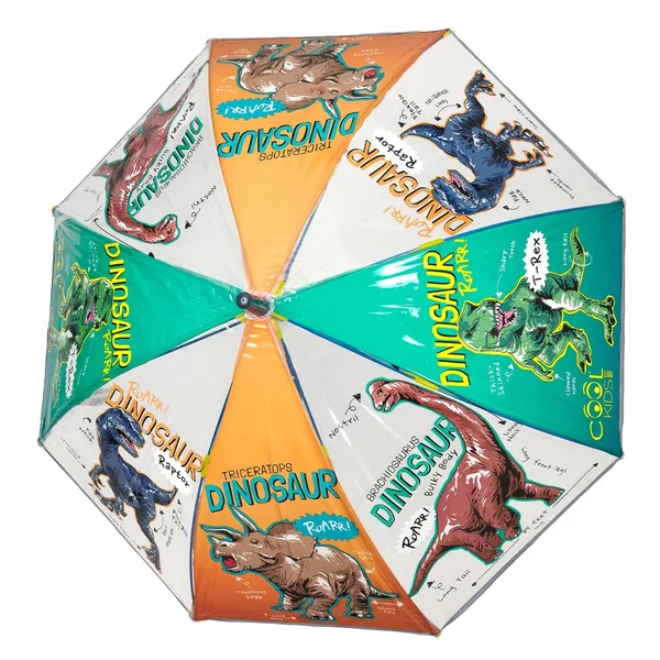 Perletti - Rain Umbrellas - Dinosaur Transparent Umbrella - 3-6 Years - Safety and Fun