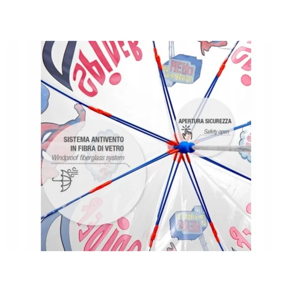 Perletti - Rain Umbrellas - Spider-Man Transparent Dome Umbrella - 3-6 Yrs - Child-Safe Design