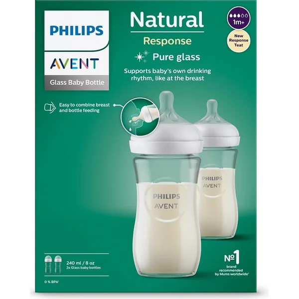 Philips AVENT Bouteille Natural Response en verre 240 ml, 1m+ 2 pcs