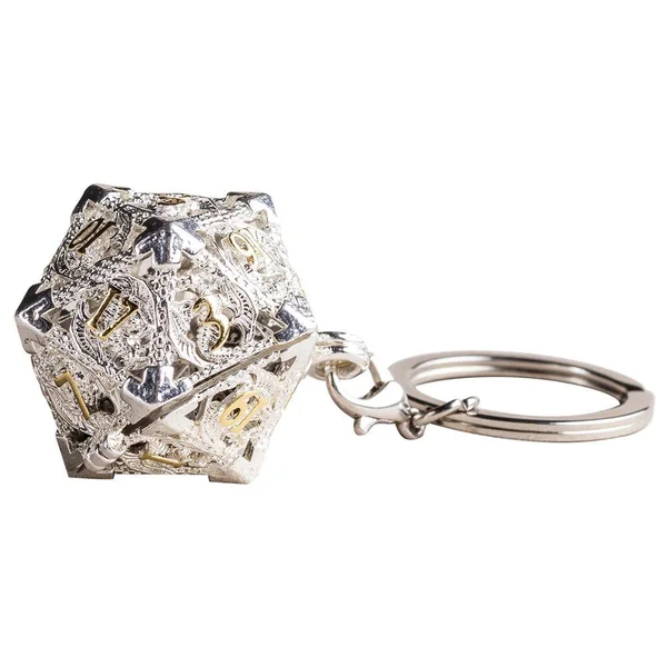 PORTE-CLE D20 AGENTE AVEC LOT DE 7 MINI DES METAL 5MM