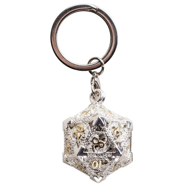 PORTE-CLE D20 AGENTE AVEC LOT DE 7 MINI DES METAL 5MM