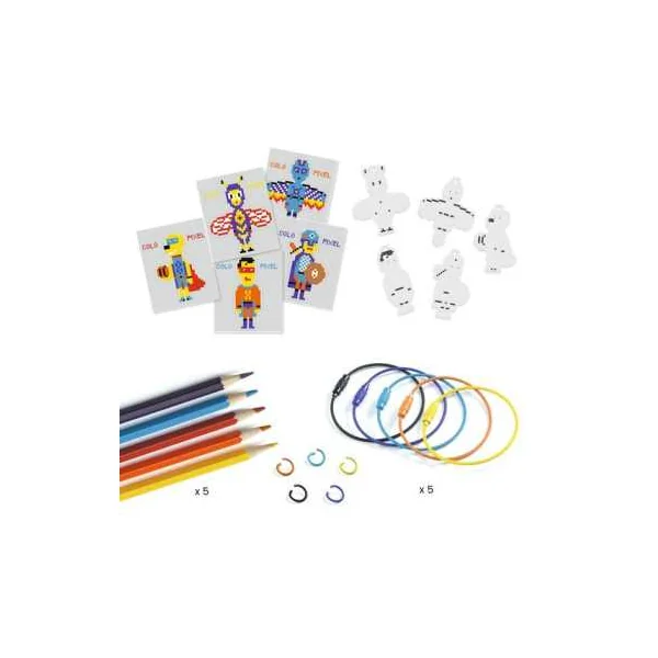 Porte-clés à fabriquer en plastique magique Héros Pixel Art - Djeco