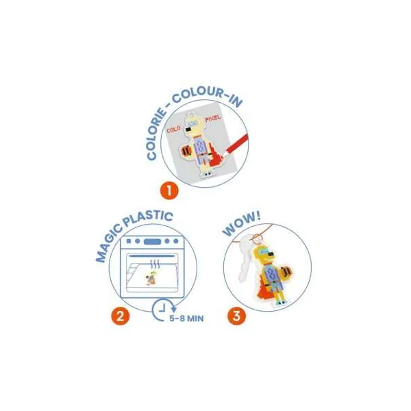 Porte-clés à fabriquer en plastique magique Héros Pixel Art - Djeco