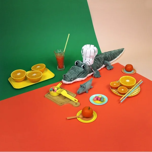 PTIPOTOS Crocodile en peluche Croketou vert – maman avec bébé