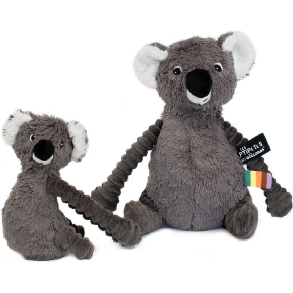 Ptipotos Koala en peluche Trankil gris - maman avec bébé