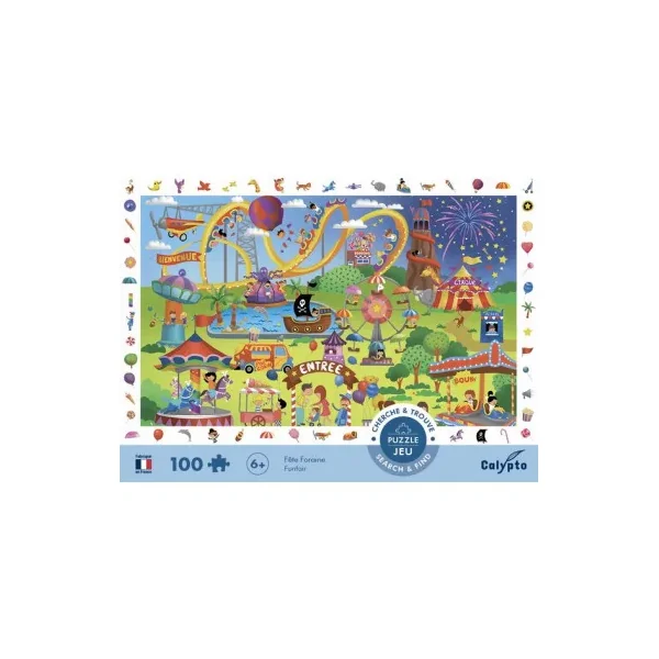 Puzzle 100 pièces Cherche et Trouve Fête Foraine Sentosphère 6+