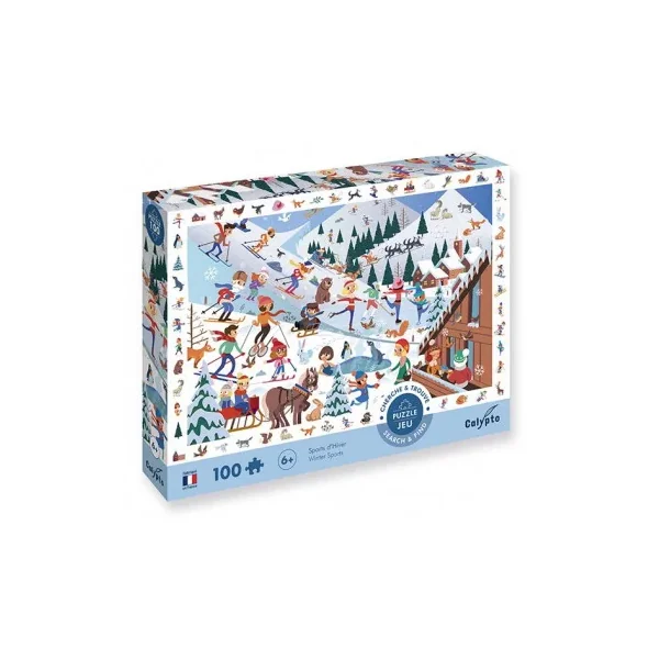 Puzzle 100 pièces Cherche et Trouve Sports d'Hiver - Montagne 6+
