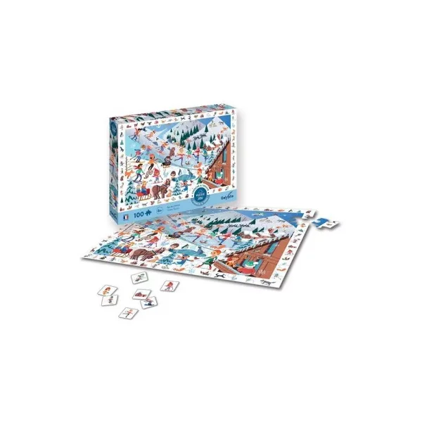 Puzzle 100 pièces Cherche et Trouve Sports d'Hiver - Montagne 6+