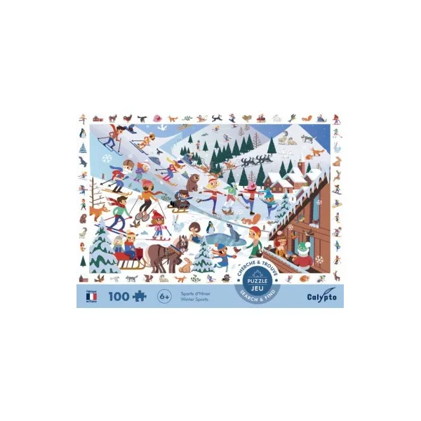 Puzzle 100 pièces Cherche et Trouve Sports d'Hiver - Montagne 6+