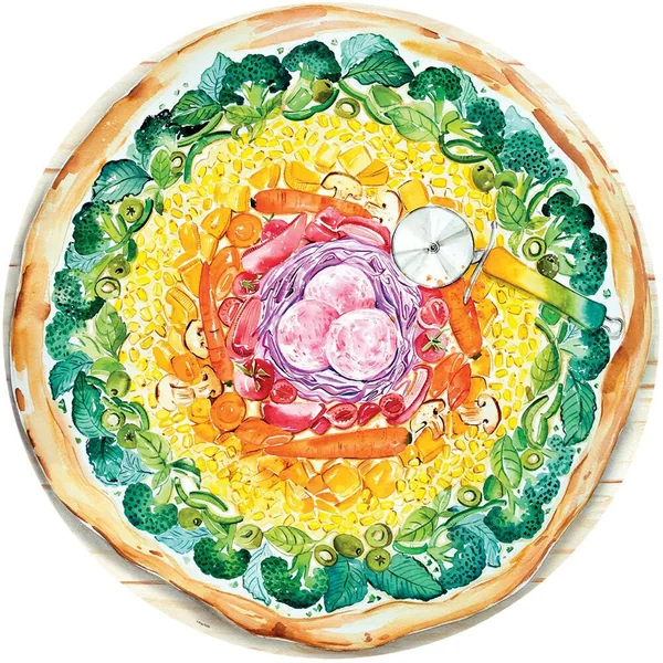 PUZZLE ROND PIZZA CIRCLE OF COLORS - 500 PIECES