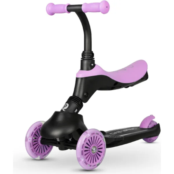 QPLAY Trottinette / draisienne Sema Evo avec lumières LED Violet, âge 1 - 6 ans, jusqu'à 50 kg