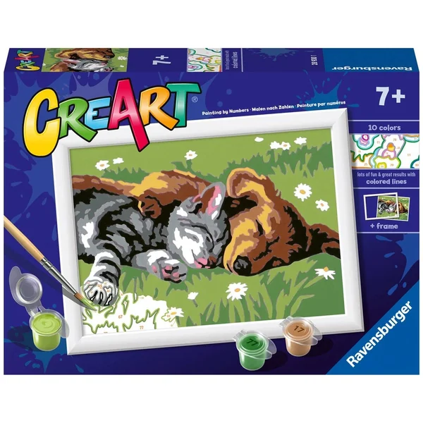 Ravensburger - Creart Sleeping Cats And Dogs - Painting By Numbers - Arts & Crafts