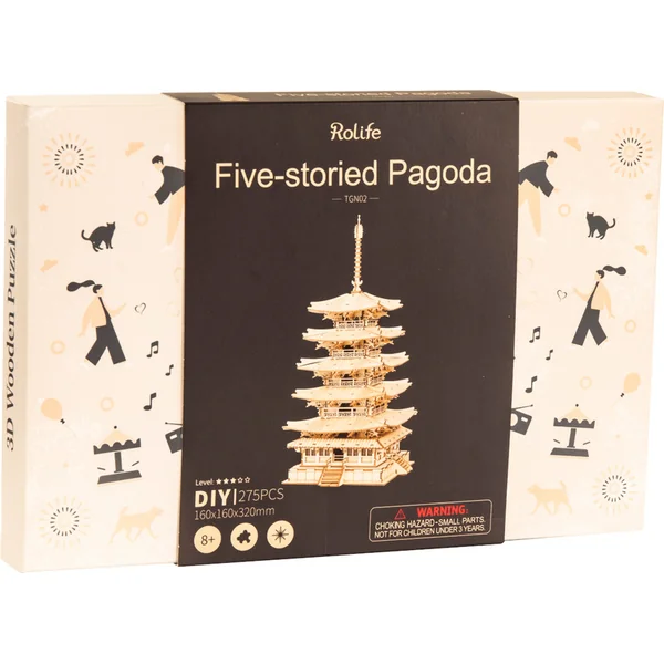 RoboTime puzzle 3D en bois Pagode à cinq étages