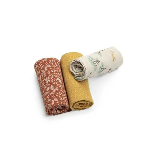 Set de 3 langes imprimés La forêt Mawa - Moulin Roty