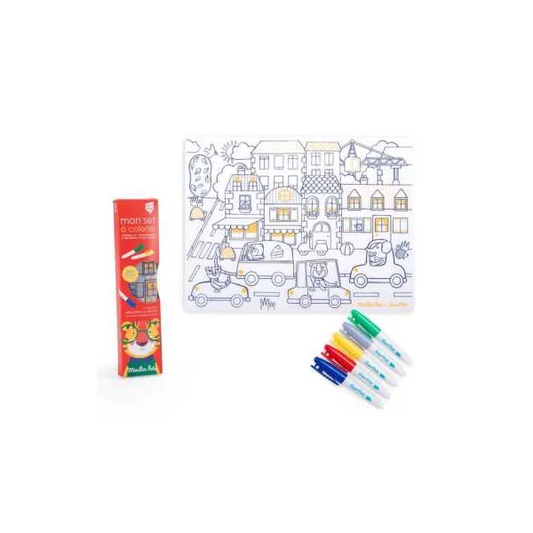 Set en silicone à colorier et 5 feutres Les Popipop - Moulin Roty