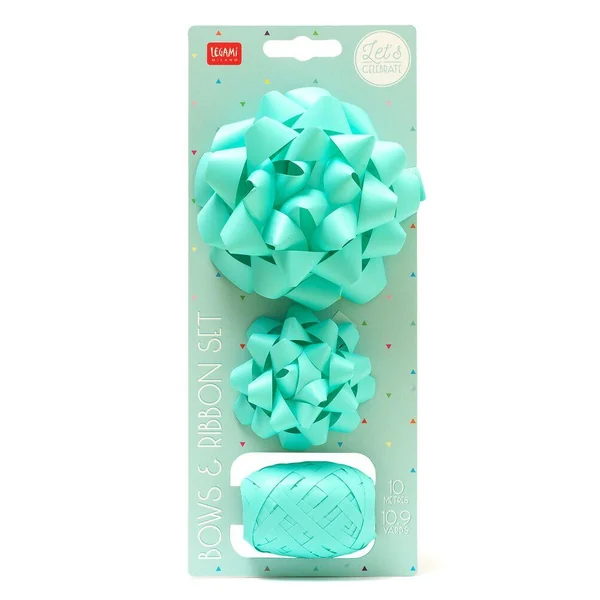 SET OF TWO BOWS AND A RIBBON - BOWS ET RIBBON SET - AQUA