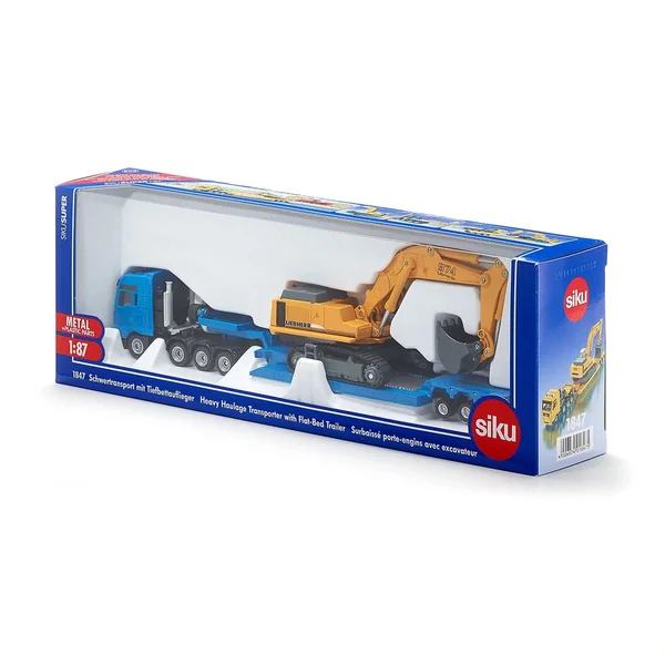 Siku - MAN heavy haulage transporter with Liebherr excavator - Play Vehicles