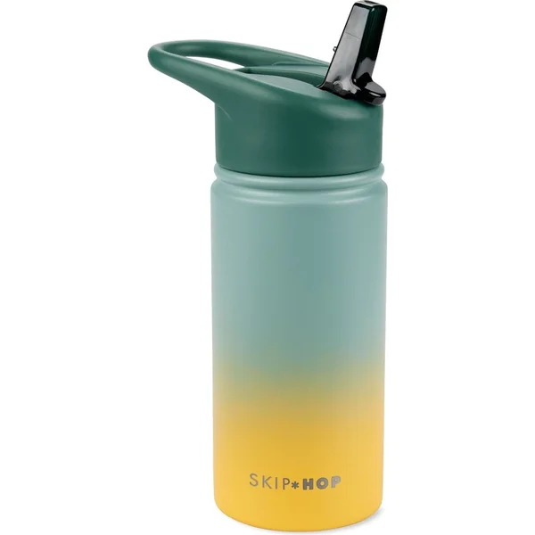 SKIP HOP Bouteille avec paille en acier inoxydable Wander - ombré vert, 450ml