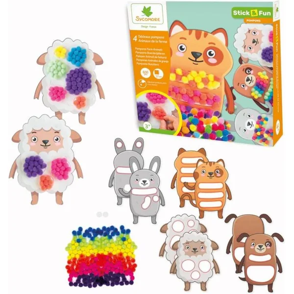 Sycomore Stick & Fun - décoration avec pompons - animaux domestiques