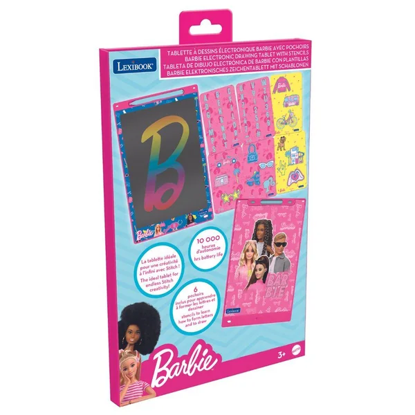 TABLETTE A DESSINS EDUCATIVE E-INK MULTICOLORE 28CM AVEC POCHOIRS BARBIE