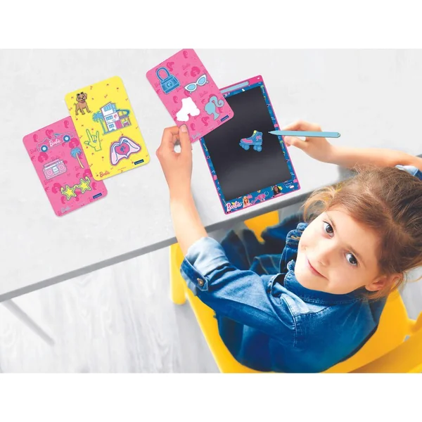 TABLETTE A DESSINS EDUCATIVE E-INK MULTICOLORE 28CM AVEC POCHOIRS BARBIE