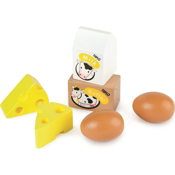 Tidlo Caisse en bois avec produits laitiers et œufs