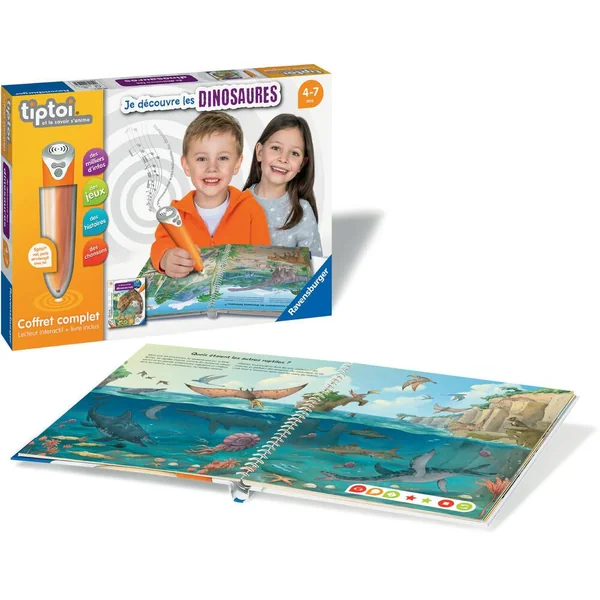 TIPTOI - COFFRET COMPLET LECTEUR INTERACTIF + LIVRE JE DECOUVRE LES DINOSAURES