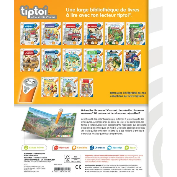 TIPTOI - COFFRET COMPLET LECTEUR INTERACTIF + LIVRE JE DECOUVRE LES DINOSAURES