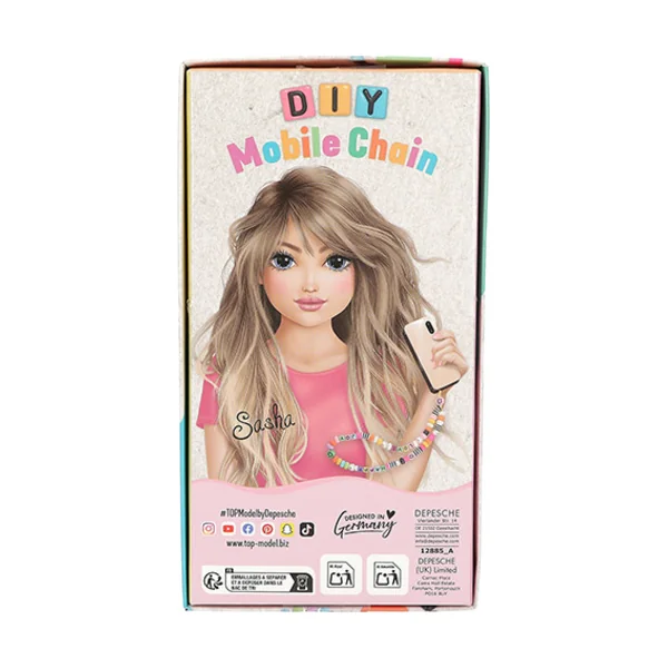 Top Model DIY Mobile Chain, Sasha, kit de fabrication de pendentif pour téléphone portable