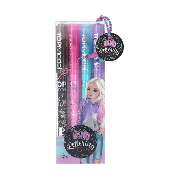 Top Model Feutres à double ligne, 4 couleurs, noir, rose, bleu, violet