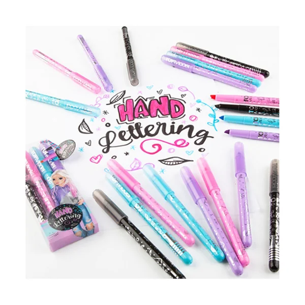 Top Model Feutres à double ligne, 4 couleurs, noir, rose, bleu, violet