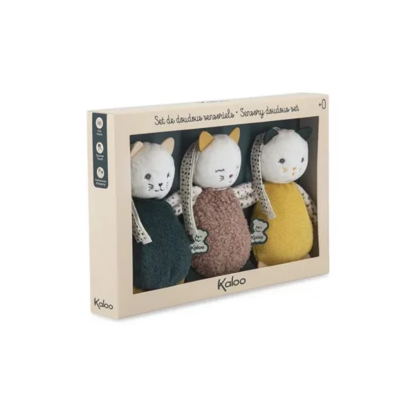 Trio de Doudous Sensoriels Stimuli Kaloo | Éveil Visuel du Bébé