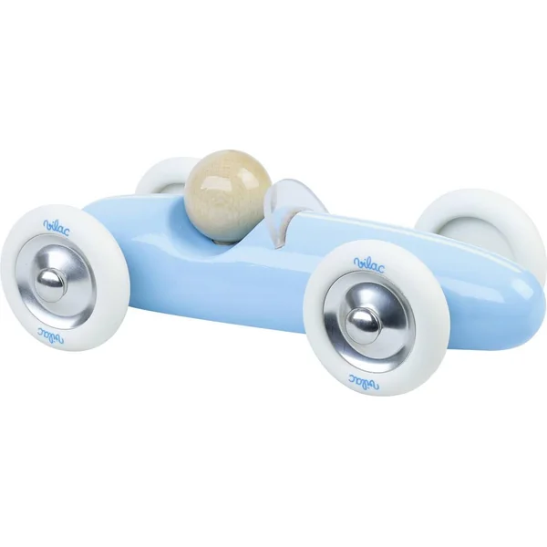 VOITURE DE COURSE VINTAGE GRAND PRIX EN BOIS - BLEUE - MODELE MOYEN
