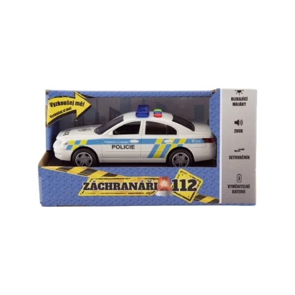 Voiture de police en plastique à piles avec son et lumière à friction