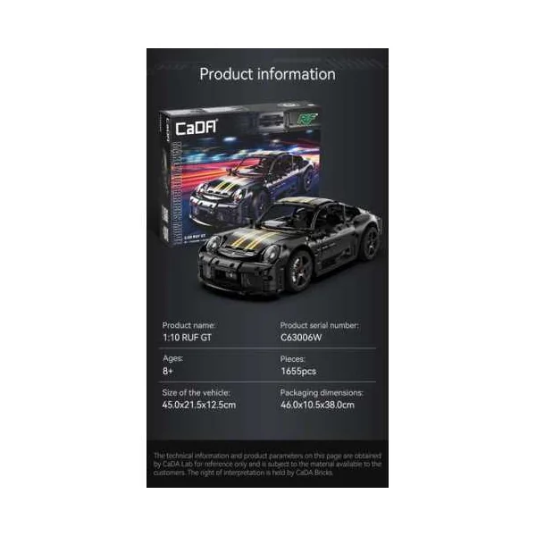 Voiture RUF GT CaDA | 1515 Briques de Construction | Dès 8 ans