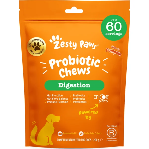 Zesty Paws Probiotic Chews (60 pcs) – complément alimentaire fonctionnel pour chiens pour soutenir l